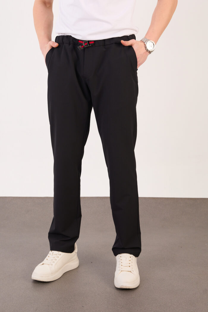 Erkek Siyah Paraşüt Pantolon Bel Lastikli Kuşaklı Günlük Spor 06 Model - Görsel 3
