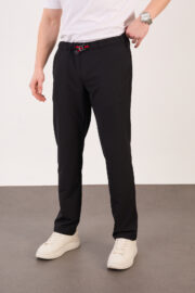 Erkek Siyah Paraşüt Pantolon Bel Lastikli Kuşaklı Günlük Spor 06 Model - Görsel 4