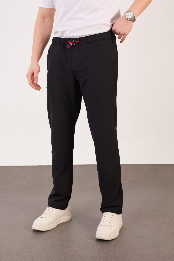 Erkek Siyah Paraşüt Pantolon Bel Lastikli Kuşaklı Günlük Spor 06 Model - Görsel 4