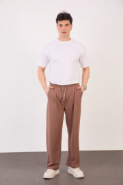 Erkek Haki Bugy Kesim Zara Tarz Bel Lastikli Bağcıklı Pantolon 2608 Model