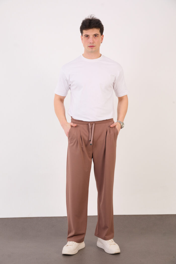 Erkek Haki Bugy Kesim Zara Tarz Bel Lastikli Bağcıklı Pantolon 2608 Model - Görsel 1